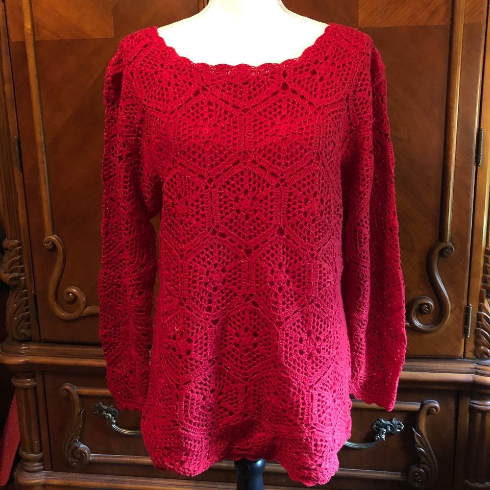 "The Paragon" Beautiful Red Crocheted Top